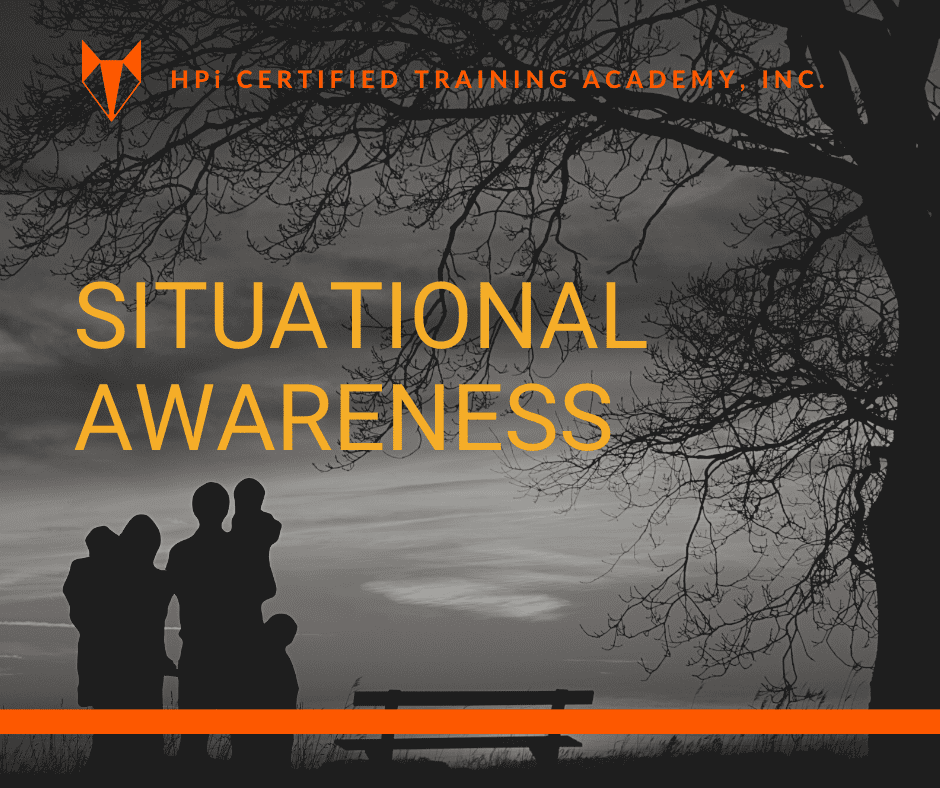 Situational Awareness, branded graphic showing a showy image of a family appearing vulnerable, serves as advertisement for situational awareness course